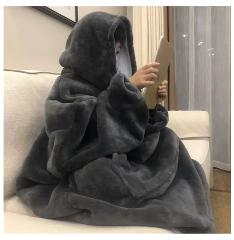 Túlméretezett Kapucnis Takaró Pulóver Zsebbel