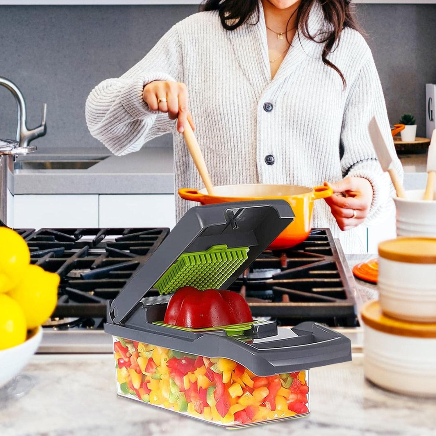 Multifunkcionális Reszelő Zöldségekhez És Gyümölcsökhöz, Rozsdamentes Acél Pengékkel 🥕🥒🍎