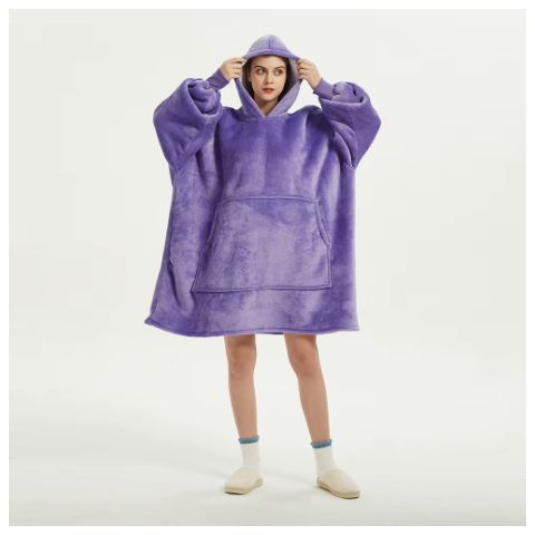 Túlméretezett Kapucnis Takaró Pulóver Zsebbel